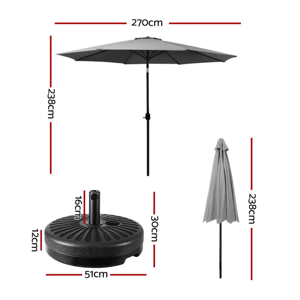 2.7m Mililani Outdoor Umbrella Pole Stand Garden Sun with Base - Charcoal