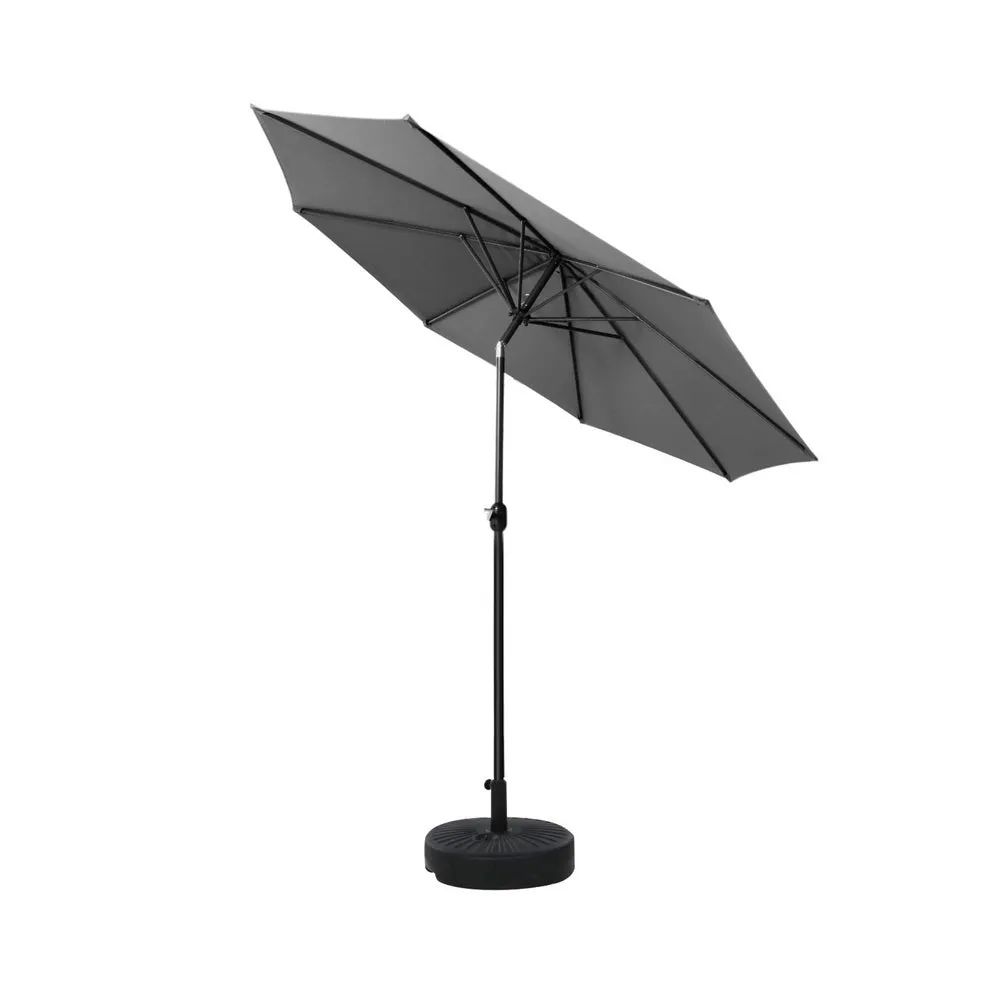 2.7m Mililani Outdoor Umbrella Pole Stand Garden Sun with Base - Charcoal