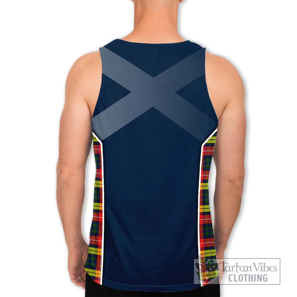 Buchanan Modern Tartan Men's Tank Top with Family Crest and Lion Rampant Vibes Sport Style