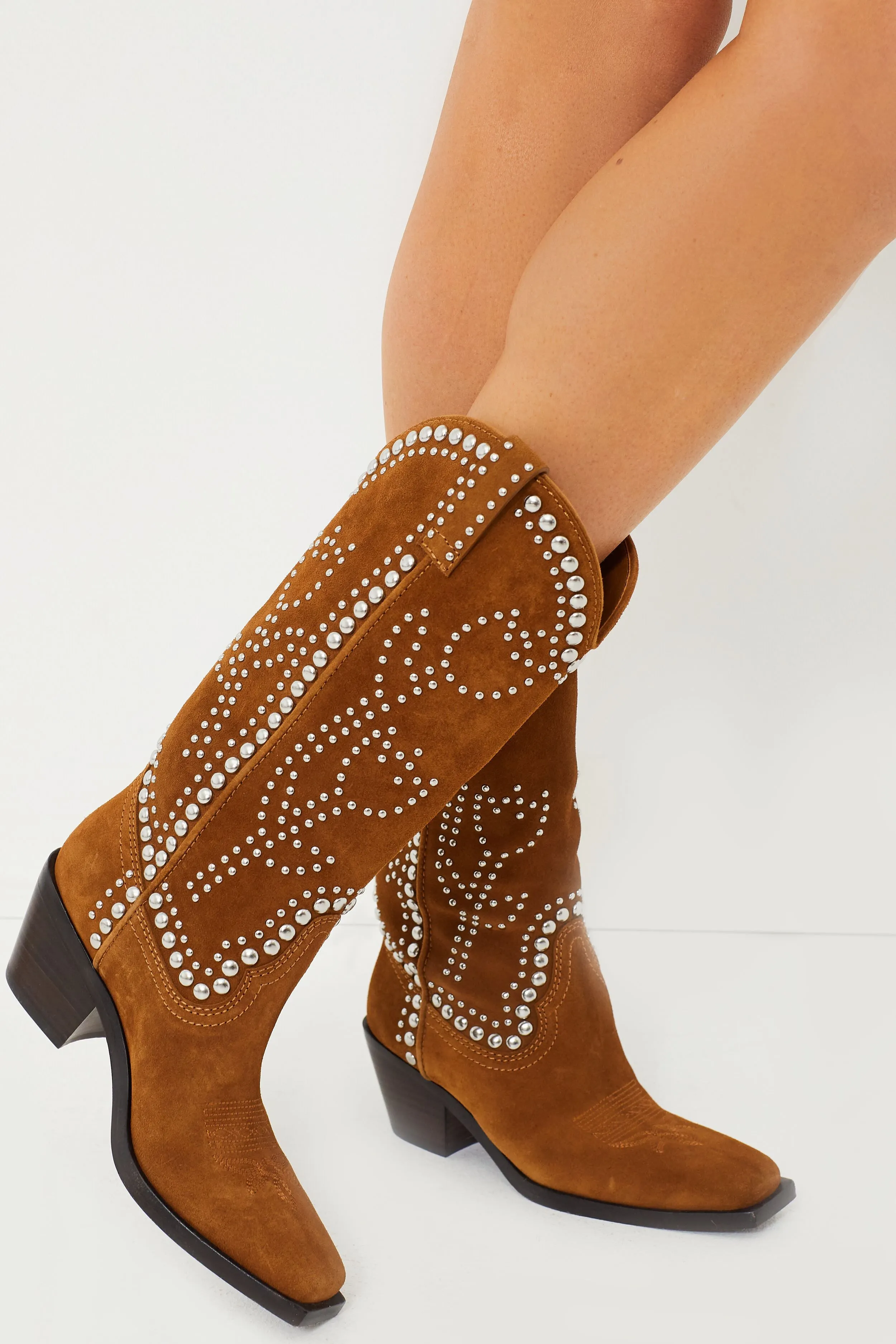 Cacao Suede with Silver Studs Wilder Boots