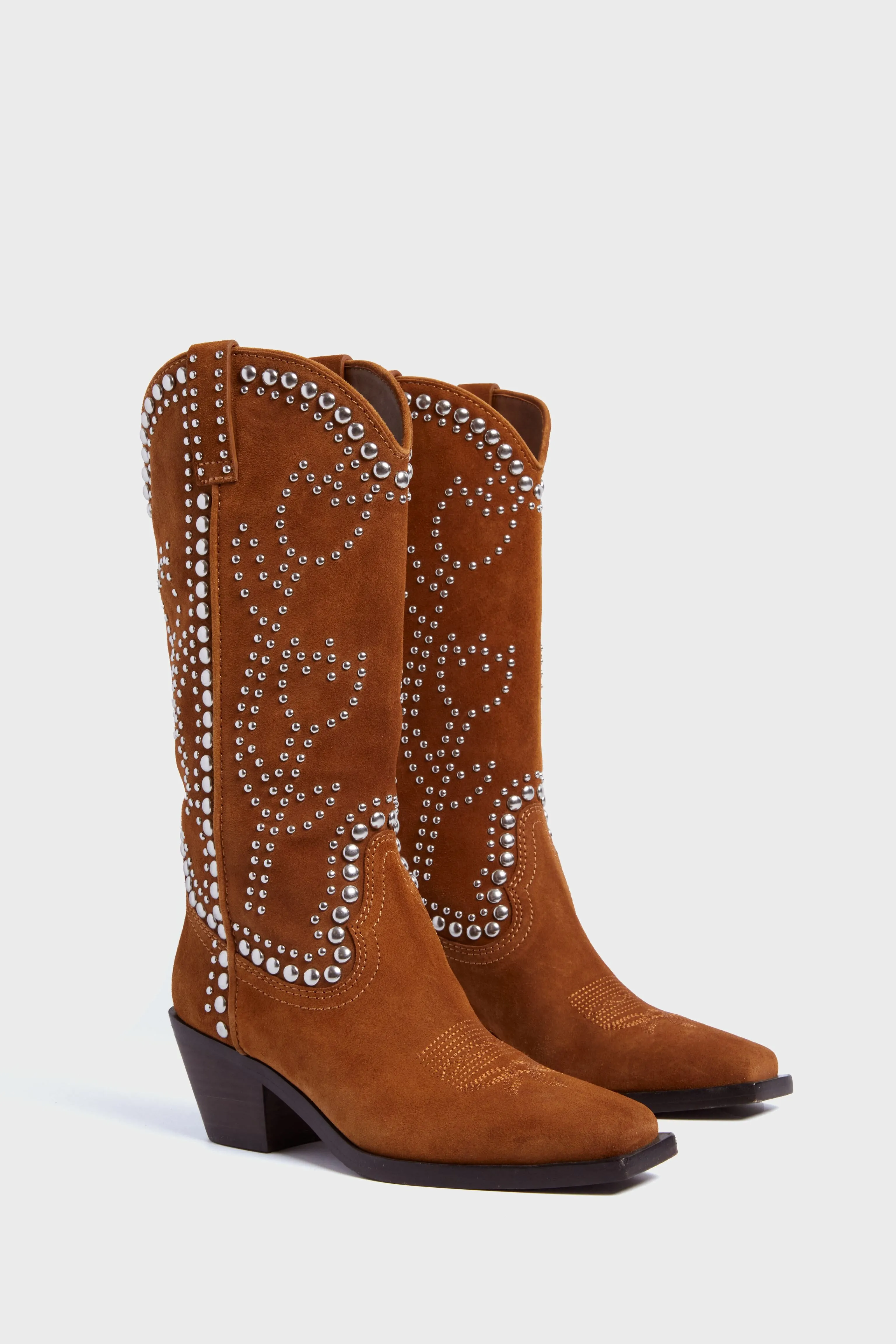 Cacao Suede with Silver Studs Wilder Boots