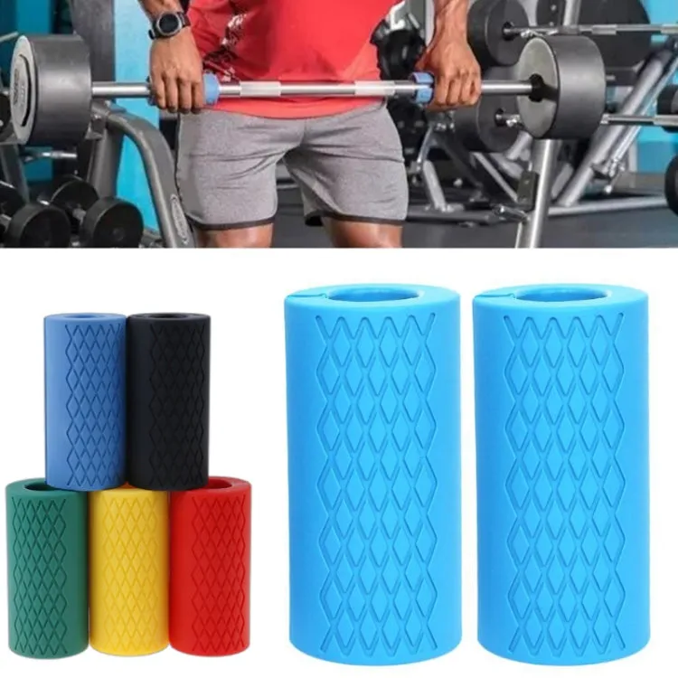 Dumbbell Barbell Grip Silicone Thick Bar Handle(Black)