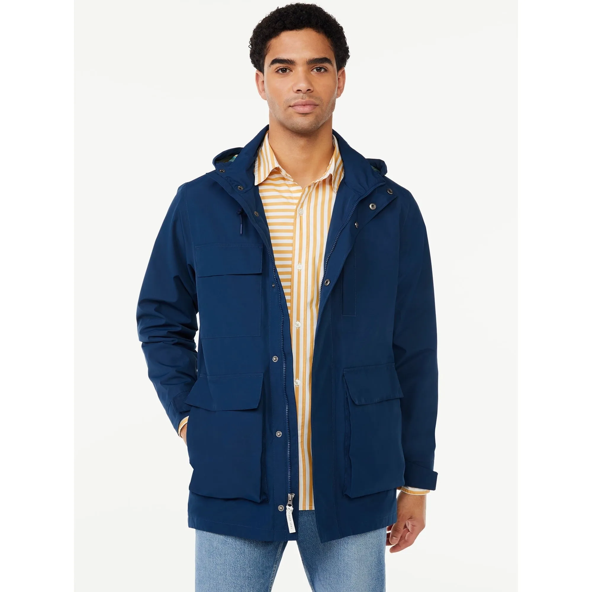 Free Assembly Men's Water Resistant Parka, Blue