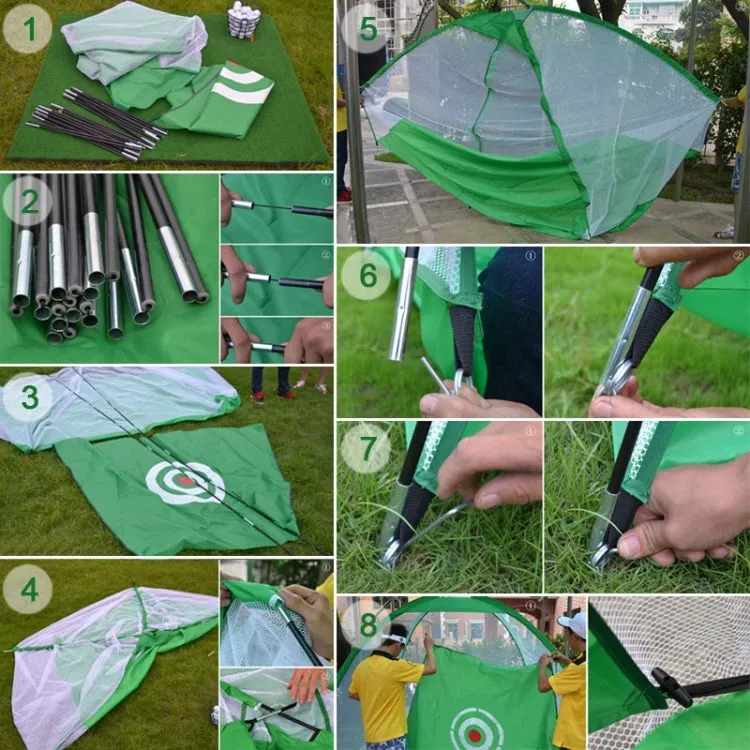 PGM Golf Training Aids Indoor Sports Hitting Practice Net 2m, with Cut Rods Hole(Green)